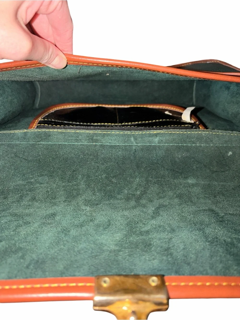 Vintage Dooney & Bourke All Weather Leather Emerald Green Leather Messenger Bag